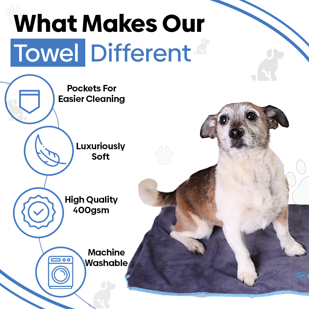 Dog Towel/Blanket with Air Freshener (Grey/Blue)