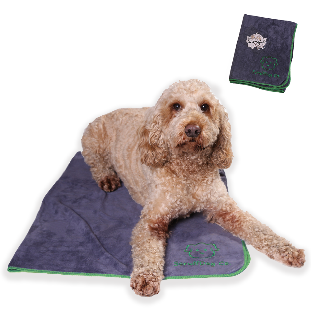 Dog Towel/Blanket with Air Freshener (Grey/Green)