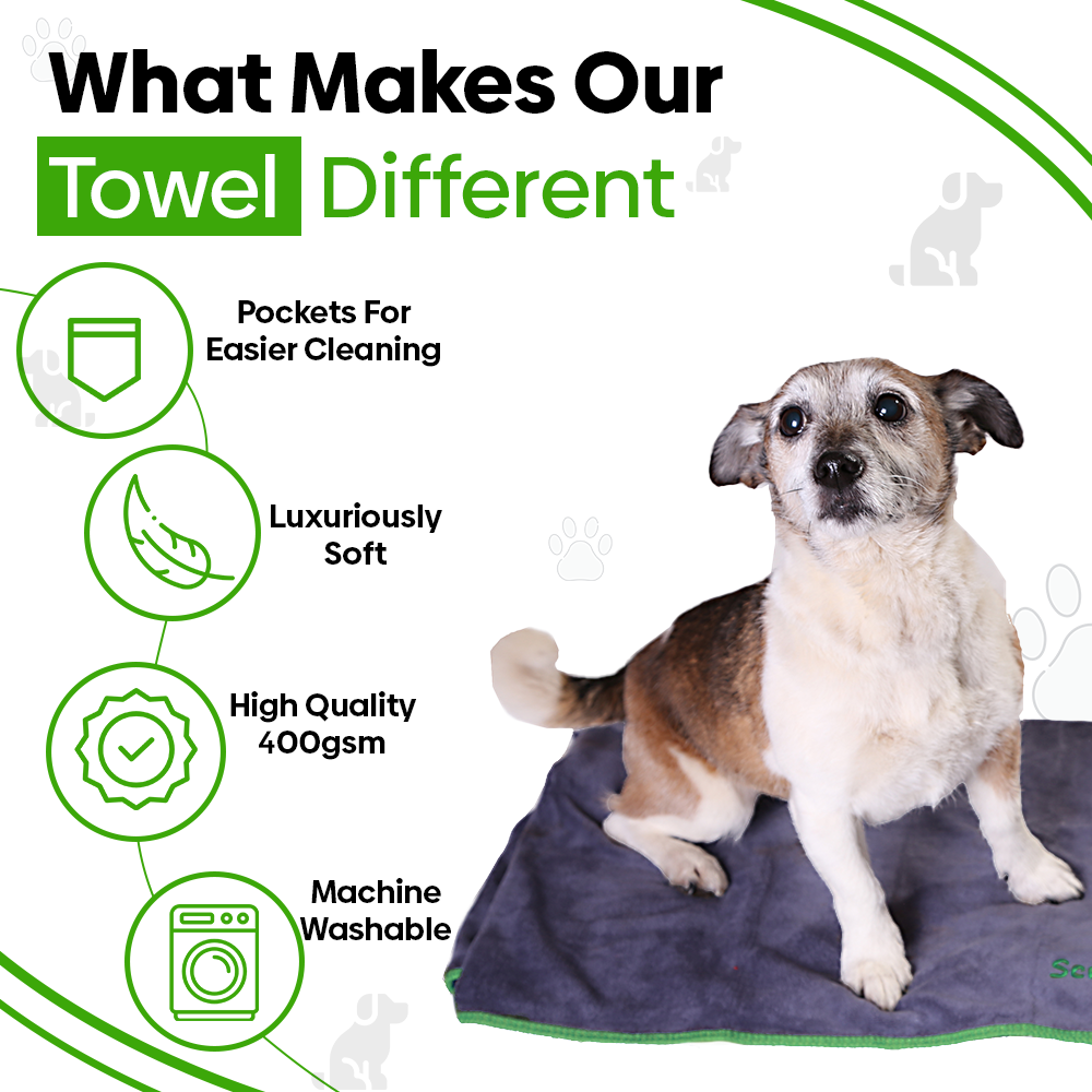 Dog Towel/Blanket with Air Freshener (Grey/Green)