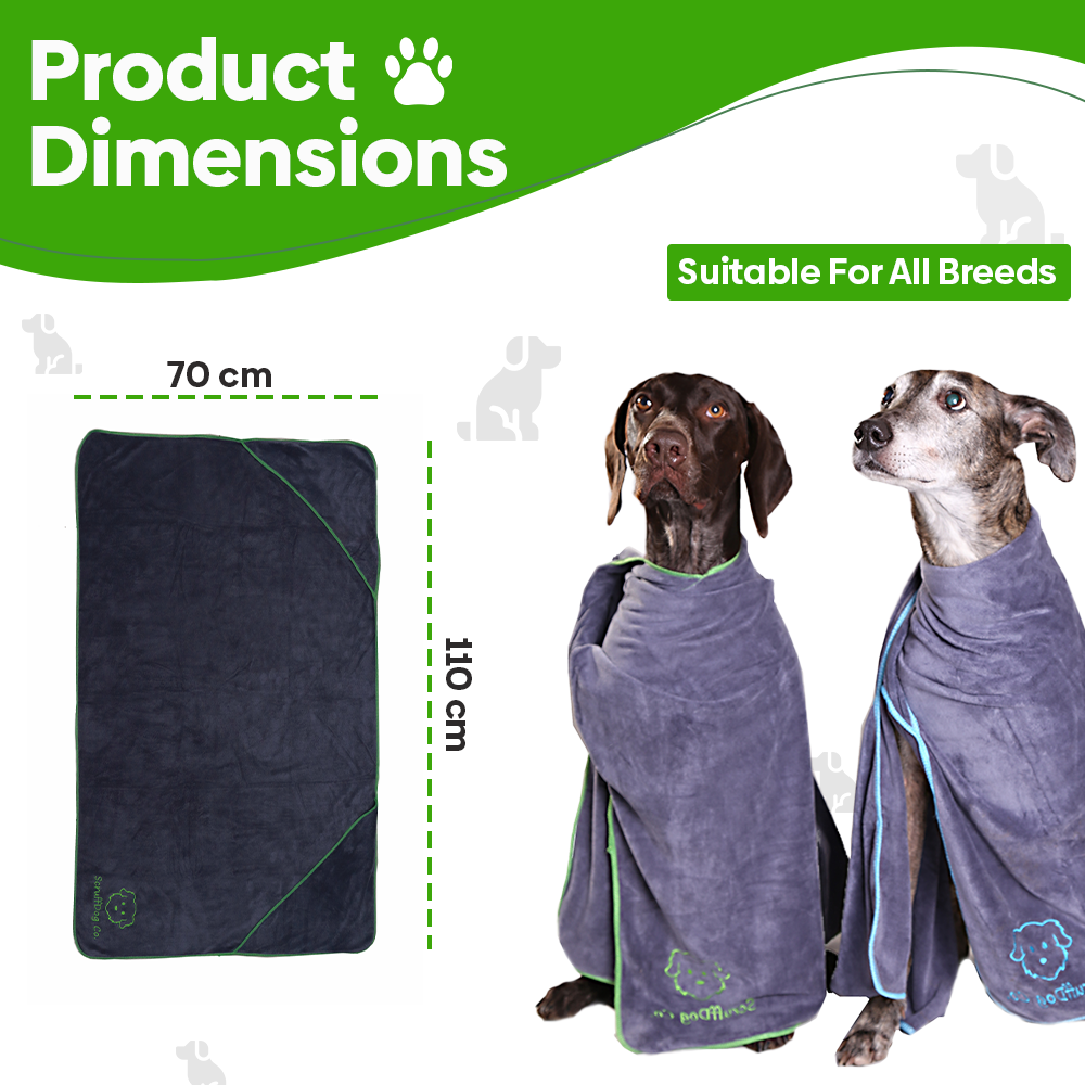 Dog Towel/Blanket with Air Freshener (Grey/Green)