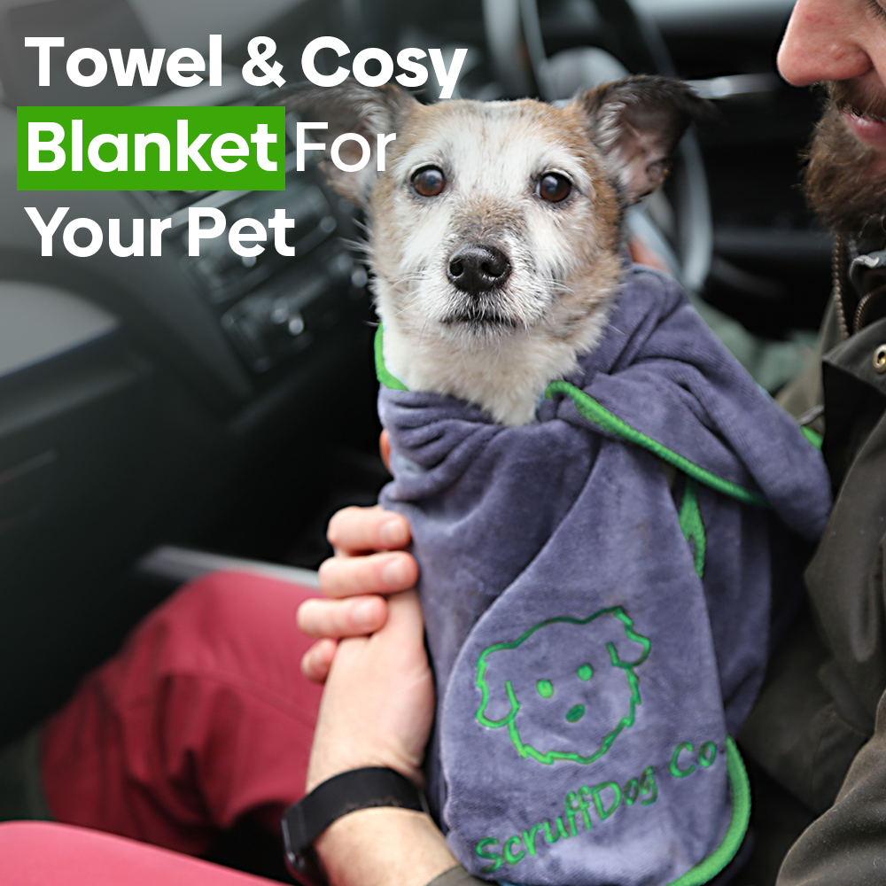 Dog Towel/Blanket with Air Freshener (Grey/Green)